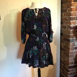 Yumi Kim Blue Floral Silk Dress